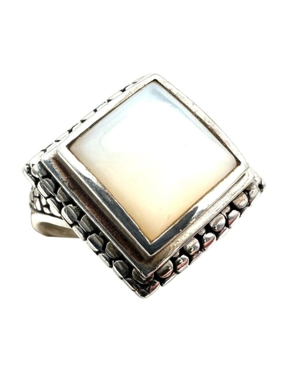 Michael Dawkins Ring Sterling Silver Pearl Caviar Design Size 8